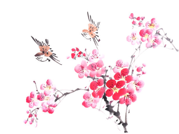 istock Traditional chinese painting Spring plum blossom and birds 899296624