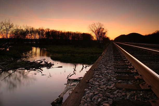 istock Train Tracks and Sunset, Cassville Wisconsin 89929794