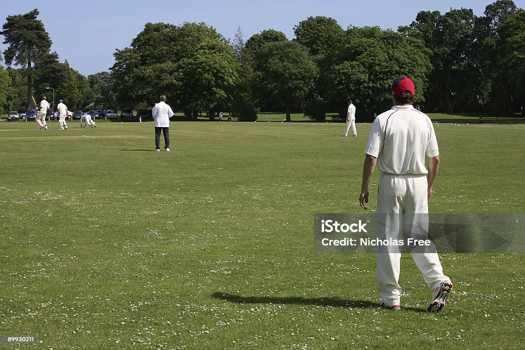 Cricket Game Game of sunday cricket in the park Fielder Stock Photo