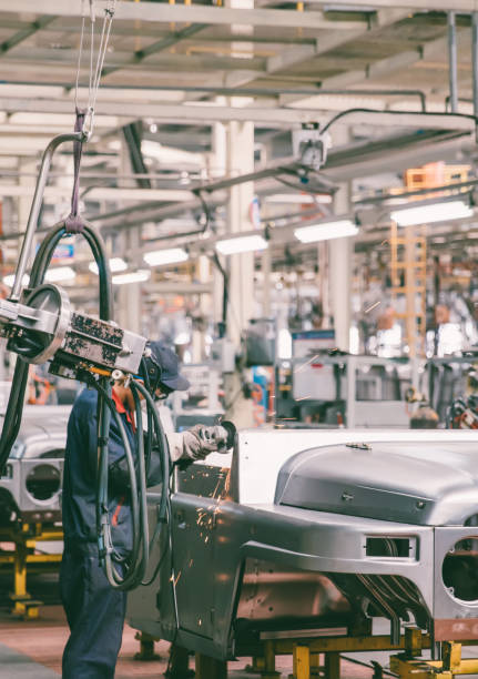 istock Automobile factory welding assemble line 899303602