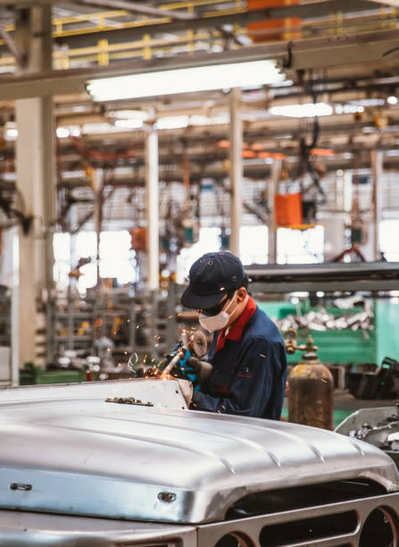istock Automobile factory welding assemble line 899303610