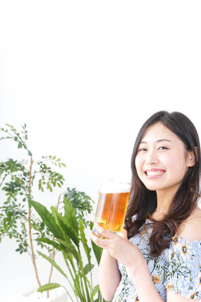 Young woman drinking the toast