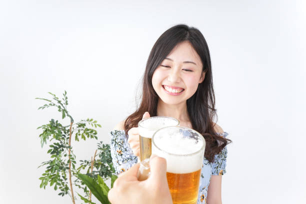 Young woman drinking the toast