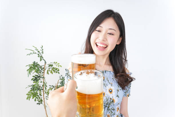 Young woman drinking the toast