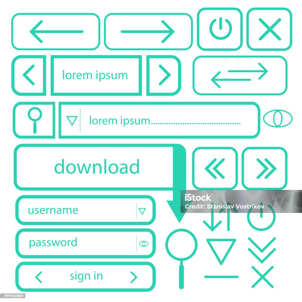 Open Button Design A Set Of Simple Buttons For Web Design Vector Eps10 Stock Illustration ...