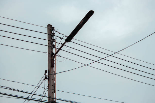 istock The electric pole with clear blue sky 899305388