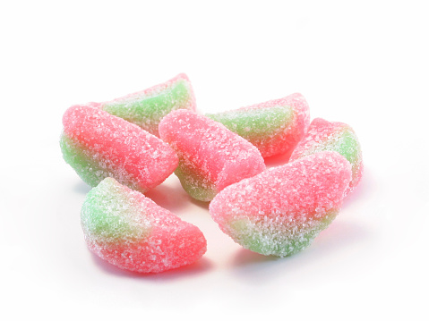 Watermelon candy, isolated on a white background.