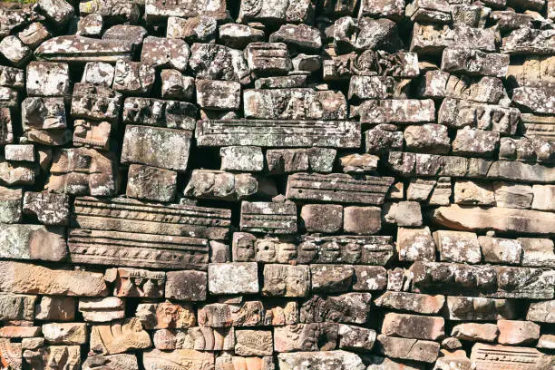 Photo of Ancient Bayon temple, Angkor Thom , the most popular tourist attraction in Siem reap, Cambodia