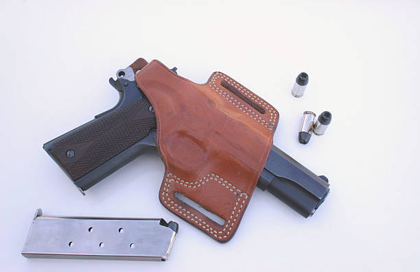 istock .45 Auto Pistol and Holster 89930866