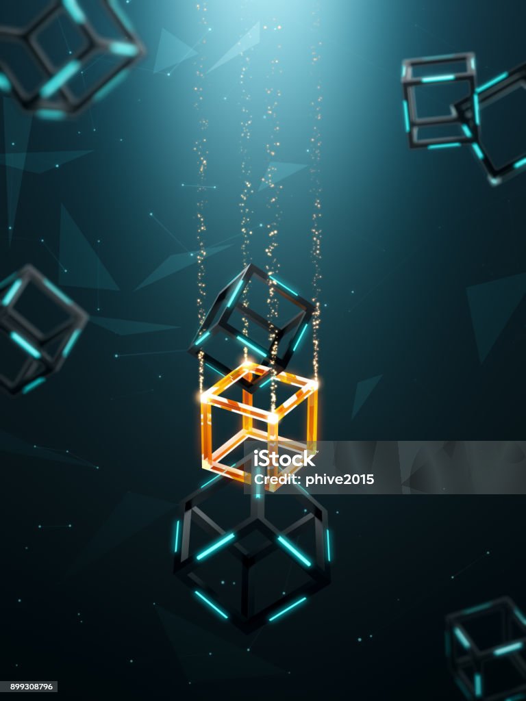 Blockchain technology with abstract background Blockchain technology with abstract background - 3D Rendering Blockchain Stock Photo