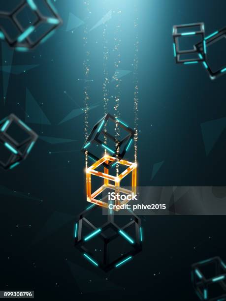 Blockchain Technology With Abstract Background Stock Photo - Download Image Now - Blockchain, Technology, Financial Technology