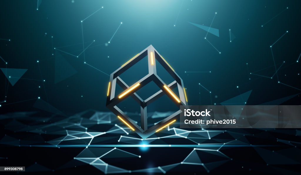 Blockchain technology with abstract background Blockchain technology with abstract background - 3D Rendering Blockchain Stock Photo
