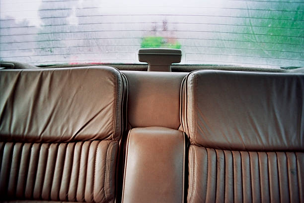 Leather Bucket Seats - 1980s Car Interior stock photo