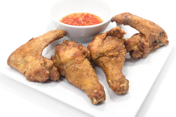 istock Fried calf and wing chicken isolated on white background. 899313968