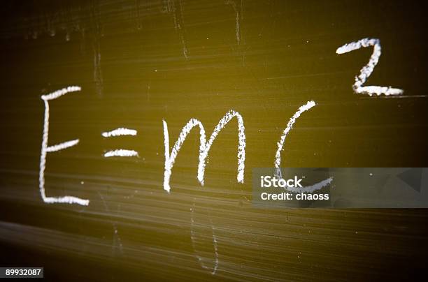 Wellknown Physical Formula Stock Photo - Download Image Now - Albert Einstein, Chalk - Art Equipment, Chalk Drawing