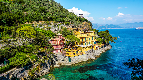 Crystal clear blue sea in the Italian Riviera
