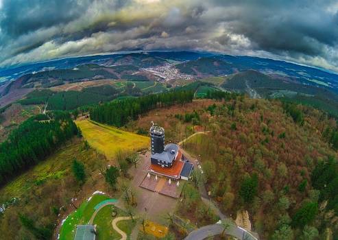Aerial picture of the viewpoint Hohe Bracht in the region Sauerland in Germany