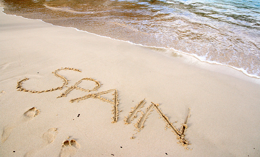 Help written on sandy beach by sea or ocean concept