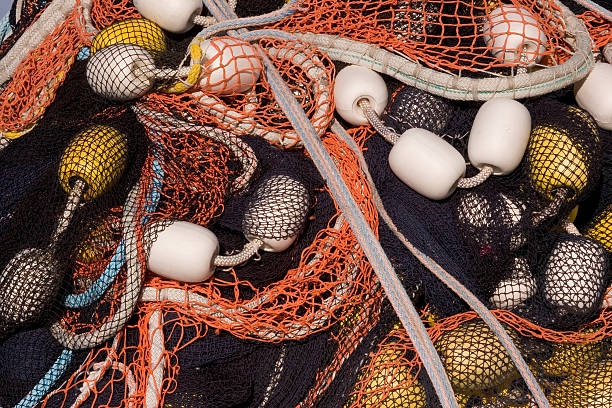 fishing buoys & nets 1 stock photo