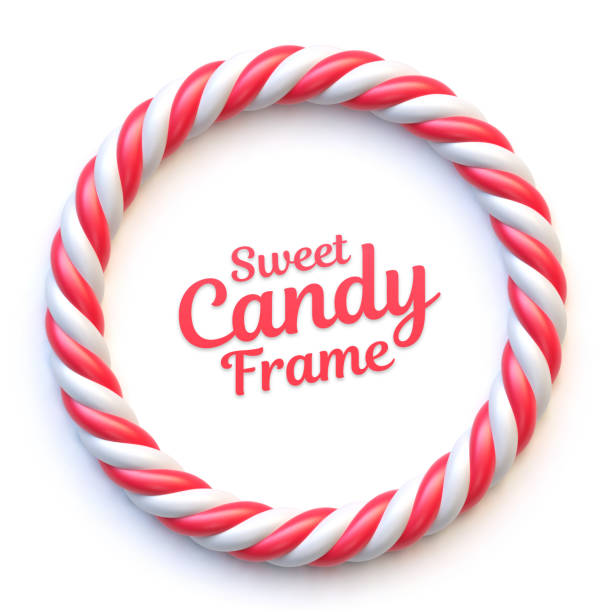 candy cane kreis frame - candy cane copy space no people candy stock-grafiken, -clipart, -cartoons und -symbole