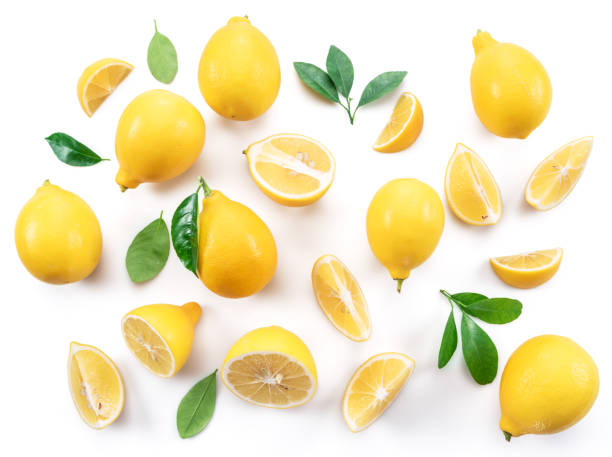 istock Ripe lemons and lemon leaves. 899338758
