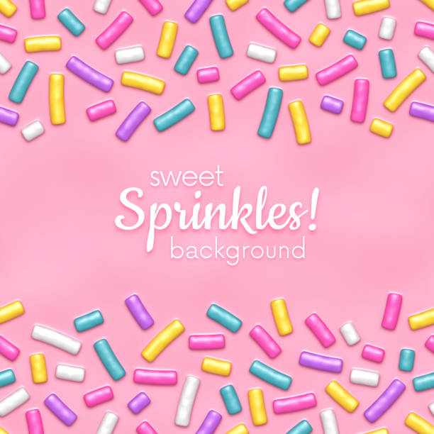 Pink donut glaze with sprinkles seamless pattern Seamless pattern of pink donut glaze with many colorful decorative sprinkles sprinkles stock illustrations