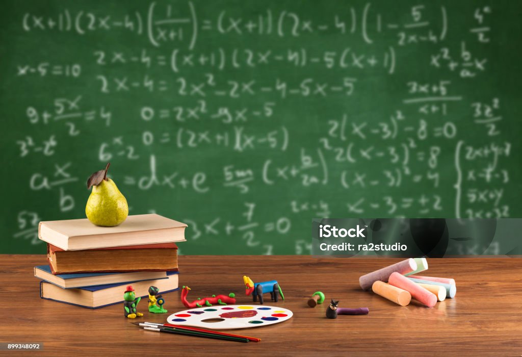 Math Class From Student School Desk Stock Photo - Download Image Now ...