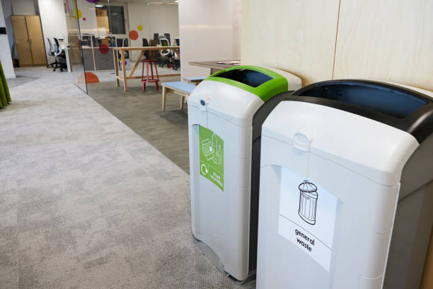 istock Recycling bins in a modern business premises 899352502