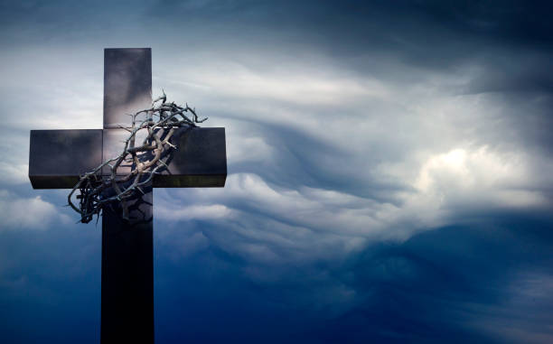 Easter Cross With Crown Of Thorns Against Blue Sky Abstract Background With Empty Space Stock Photo - Download Image Now - iStock Easter Cross With Crown Of Thorns Against Blue Sky Abstract Background With Empty Space Stock Photo - Download Image Now - iStock