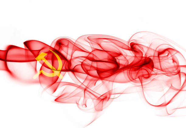 istock Communist national smoke flag 899363150
