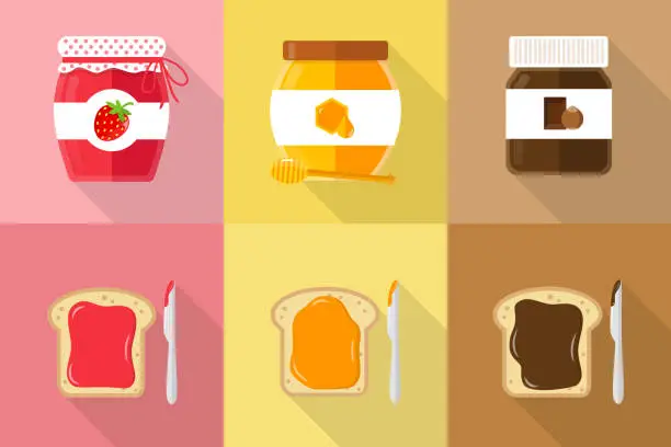 Vector illustration of spreads with toast flat design