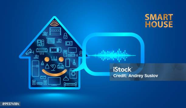 Voice Assistant Helps You To Manage Smart Home System Smart House Said In A Human Voice Control The Internet Of Things Using Voice Commands Vector Stock Illustration - Download Image Now