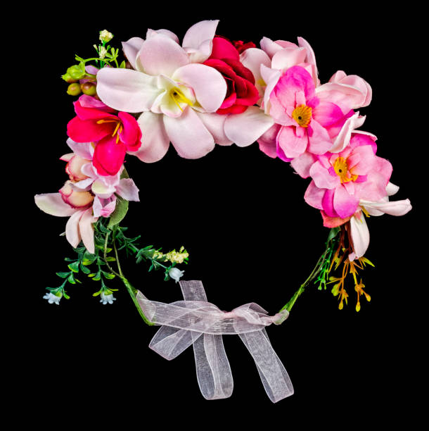 istock Flower wreath isolated on black 899380902