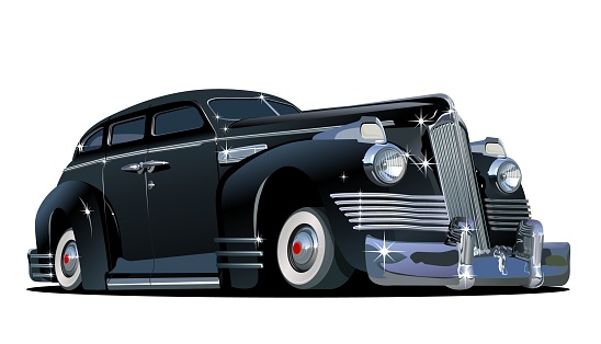 Cartoon retro car. Available eps-10 vector format separated by groups with transparency effects for one-click repaint