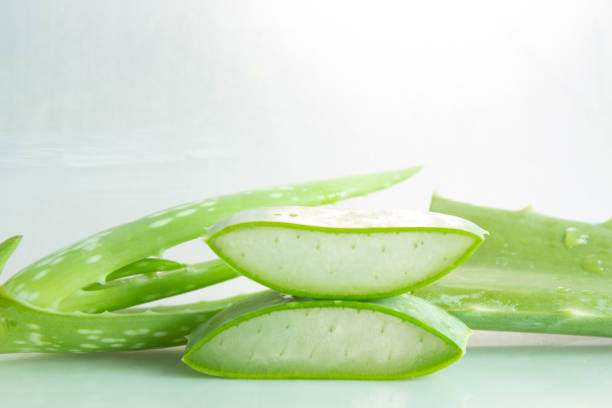 istock Aloe sliced, isolated on a white background 899385182