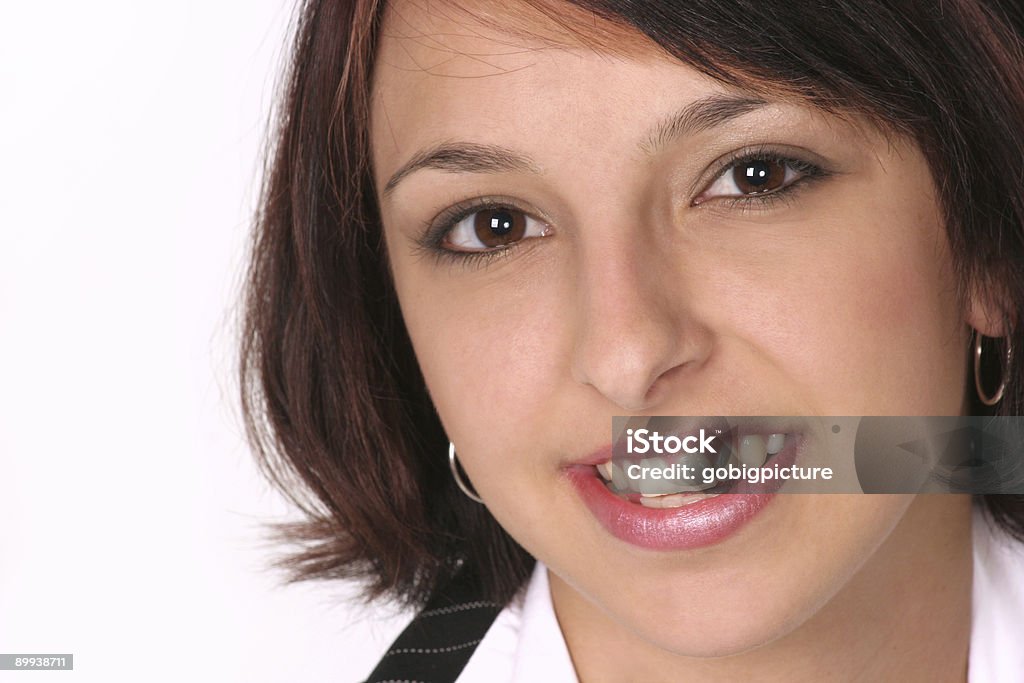 closeup of girl smiling at you  Adult Stock Photo