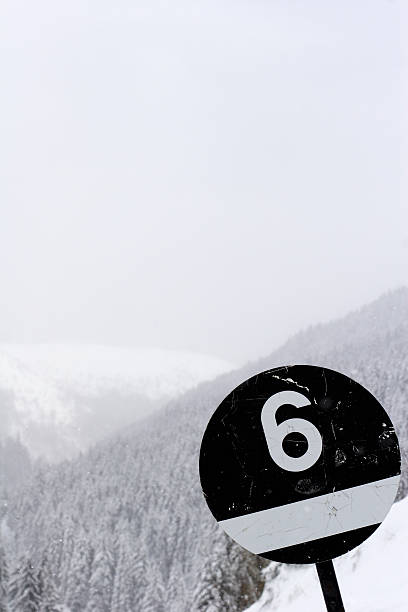 black ski run  number six stock photo