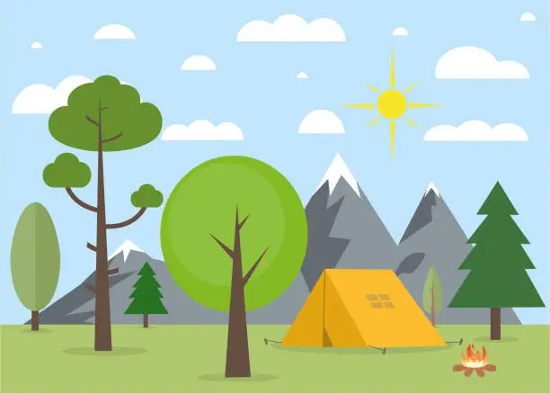Vector illustration of Camping in nature landscape