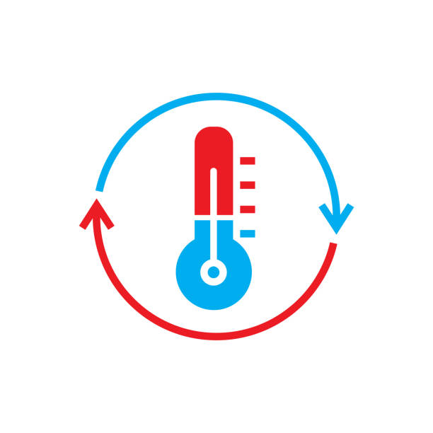 kühlung und heizung systeme logo - temperatur stock-grafiken, -clipart, -cartoons und -symbole