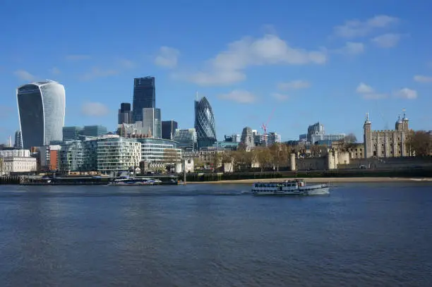 London City, architecture, buildings, view from the river Thames