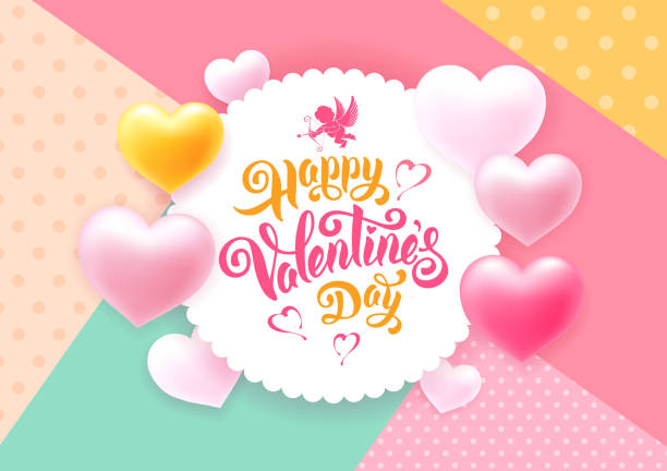 ilustrações de stock, clip art, desenhos animados e ícones de valentines day - february three dimensional shape heart shape greeting