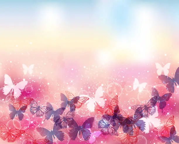 Vector illustration of background of butterflies