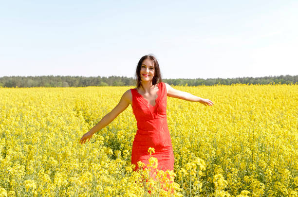 istock young woman  in rape field 899410002
