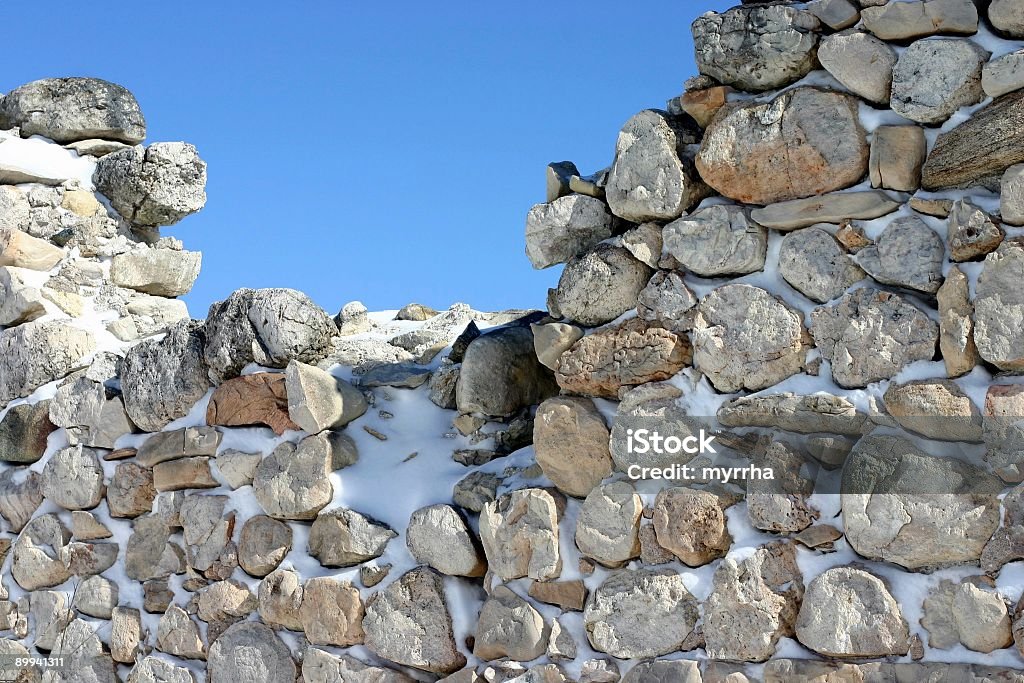 Stein Mauer Ruinen im Winter - Lizenzfrei Alt Stock-Foto