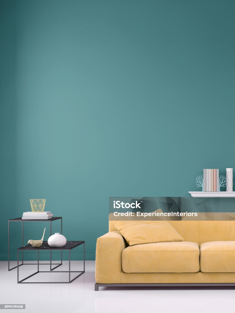 Pastel Colored Sofa With Blank Wall Template Stock Photo - Download Image  Now - Wall - Building Feature, Surrounding Wall, Indoors - iStock