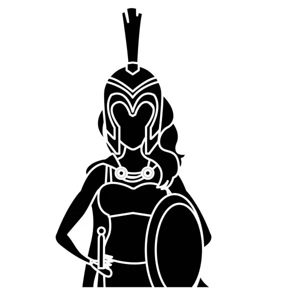 Vector illustration of Beautiful woman medieval warrior