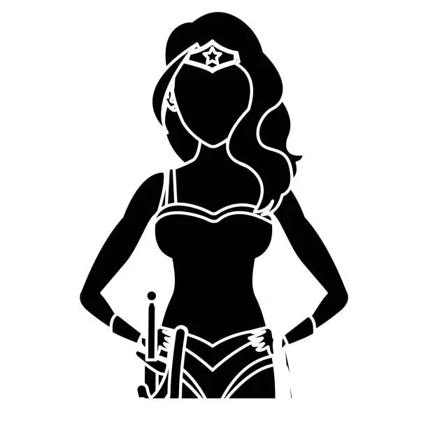 Vector illustration of Beautiful woman medieval warrior