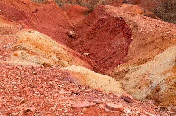 istock Weathering and surface erosion on an open area, eroded land 899426724