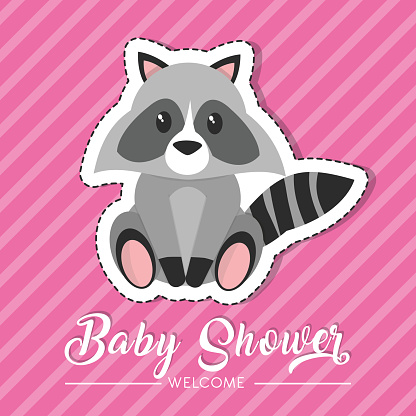 Raccoon of baby shower invitation and card theme Vector illustration
