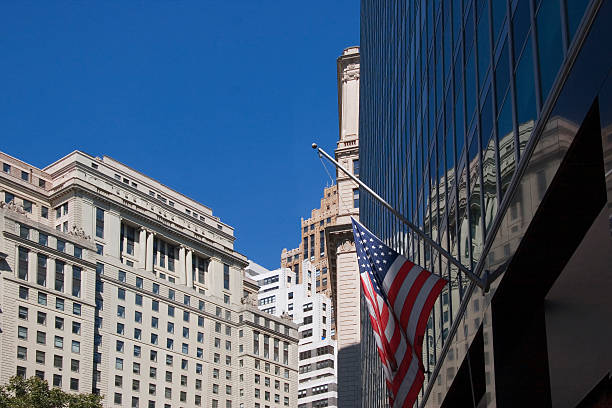 istock Buildings & US Flag in New York 89943471